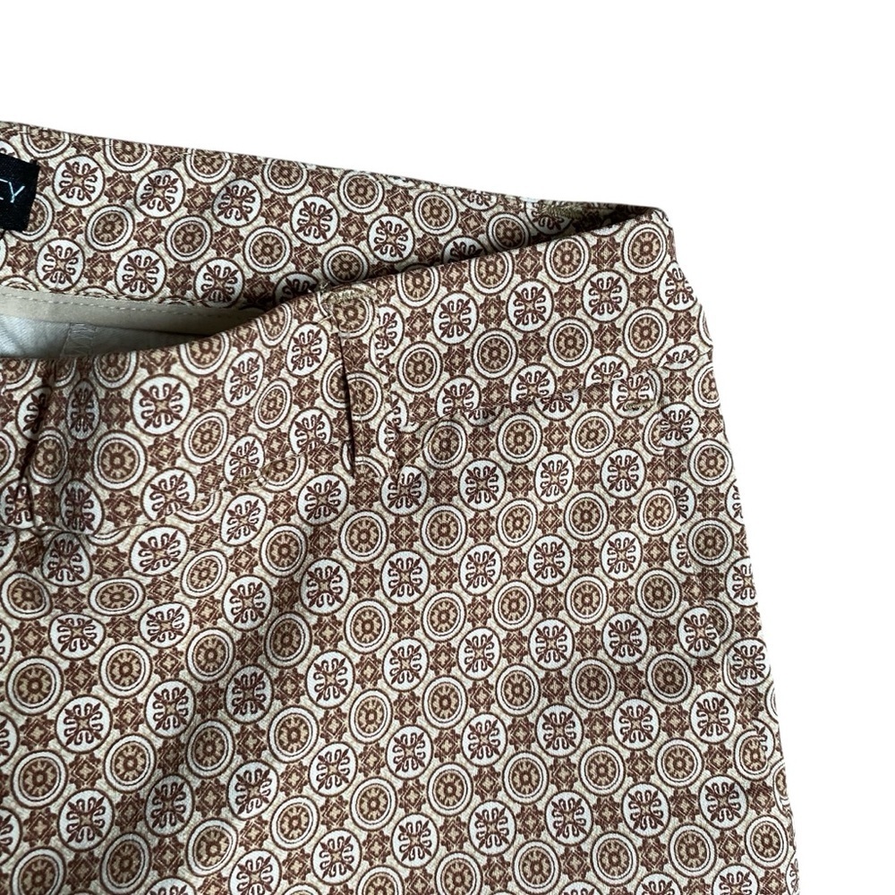 Cynthia Rowley Geometric Print Pants Brown Cream Stretch Ankle Trousers Sz 2 - Picture 3 of 10